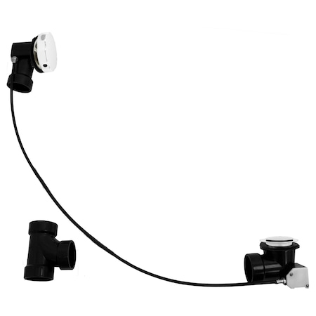 Westbrass ABS 45 in Cable Drive Bath Waste & Overflow in Powdercoated White D50A45-50